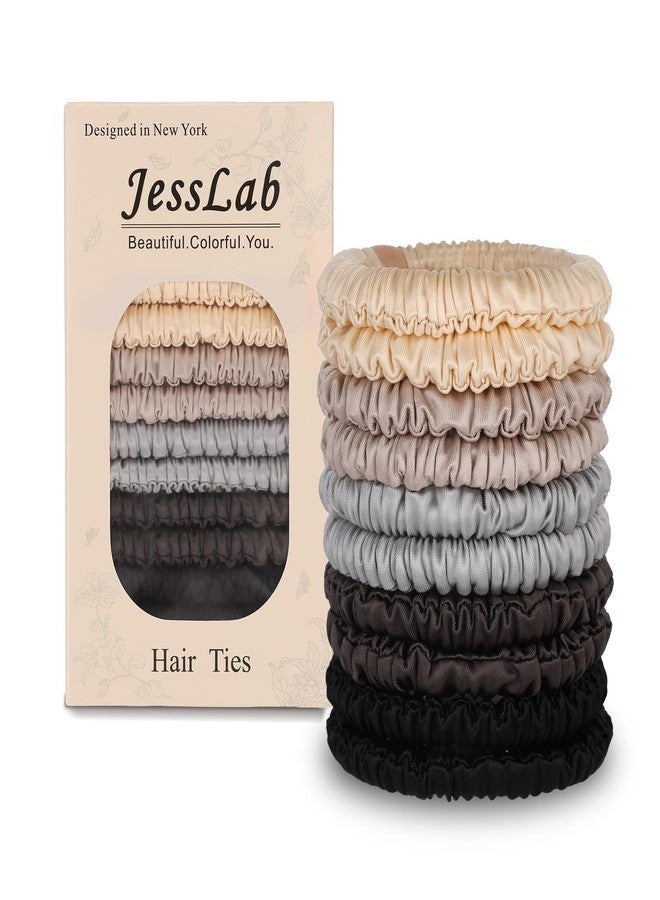 JessLab No Damage Satin Scrunchies, No Crease Hair Ties for Women, Gentle on Fine & Curly Hair, Sleeping, Party, 10-Piece - Image 1
